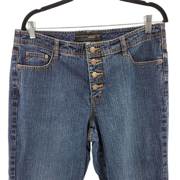 Vintage 80's Venezia High-rise Flare Jeans 16 Dark Wash Button Fly Smooth Bootie - Picture 11 of 16